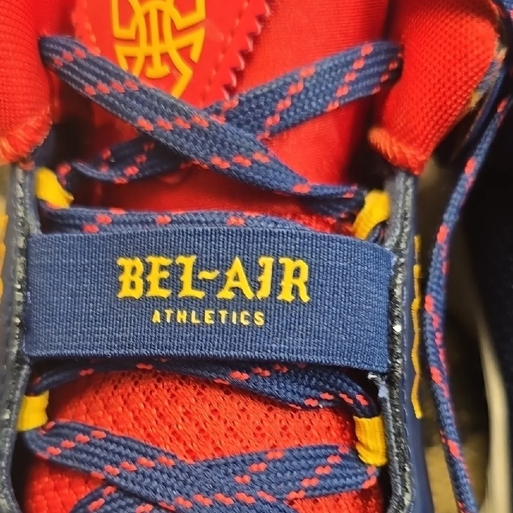 Adidas Red and Blue Sneakers with Mesh Upper and White Sole